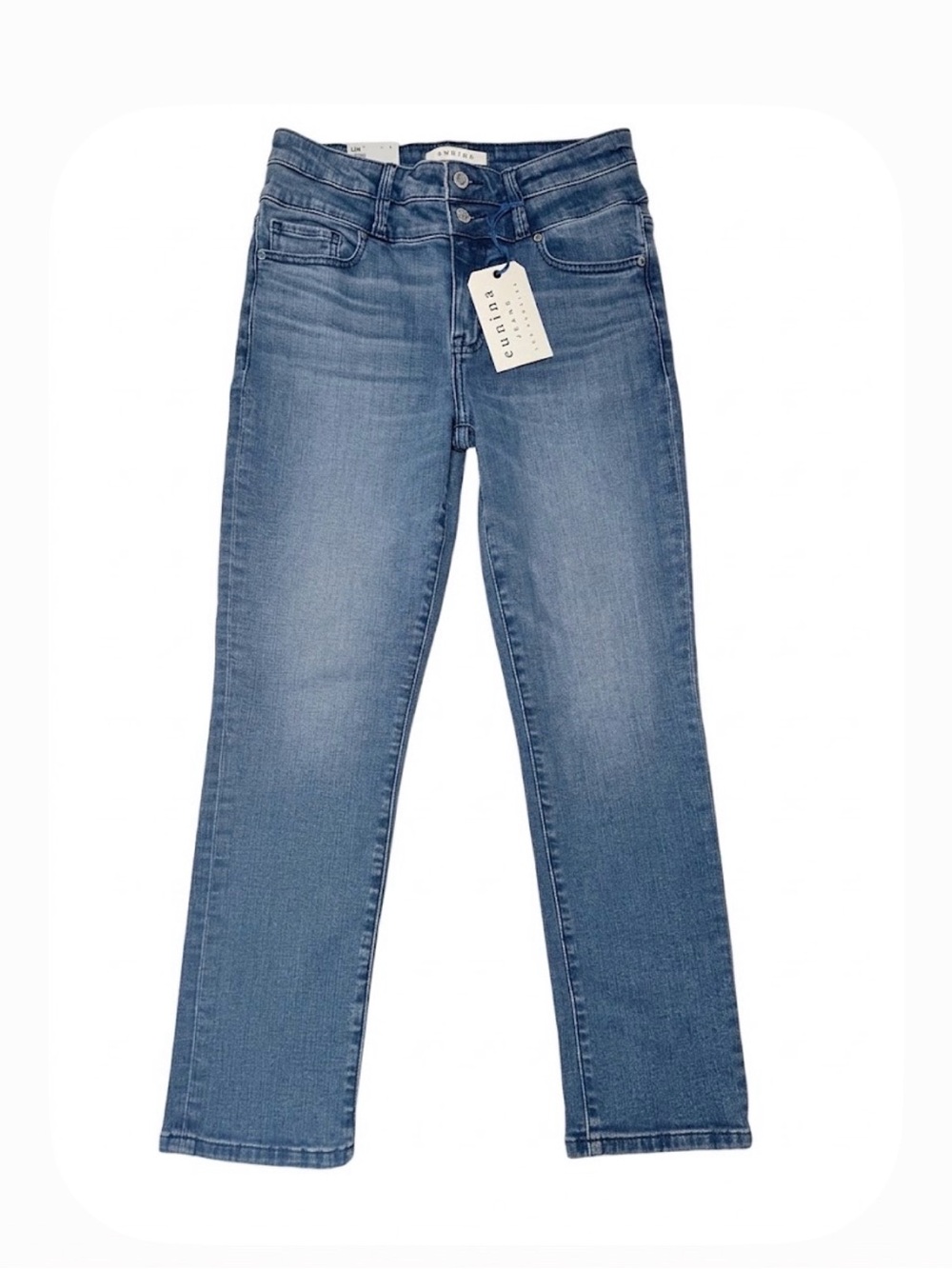 eunina Leah High-Rise Straight Crop Leg Blue Jeans Size 5